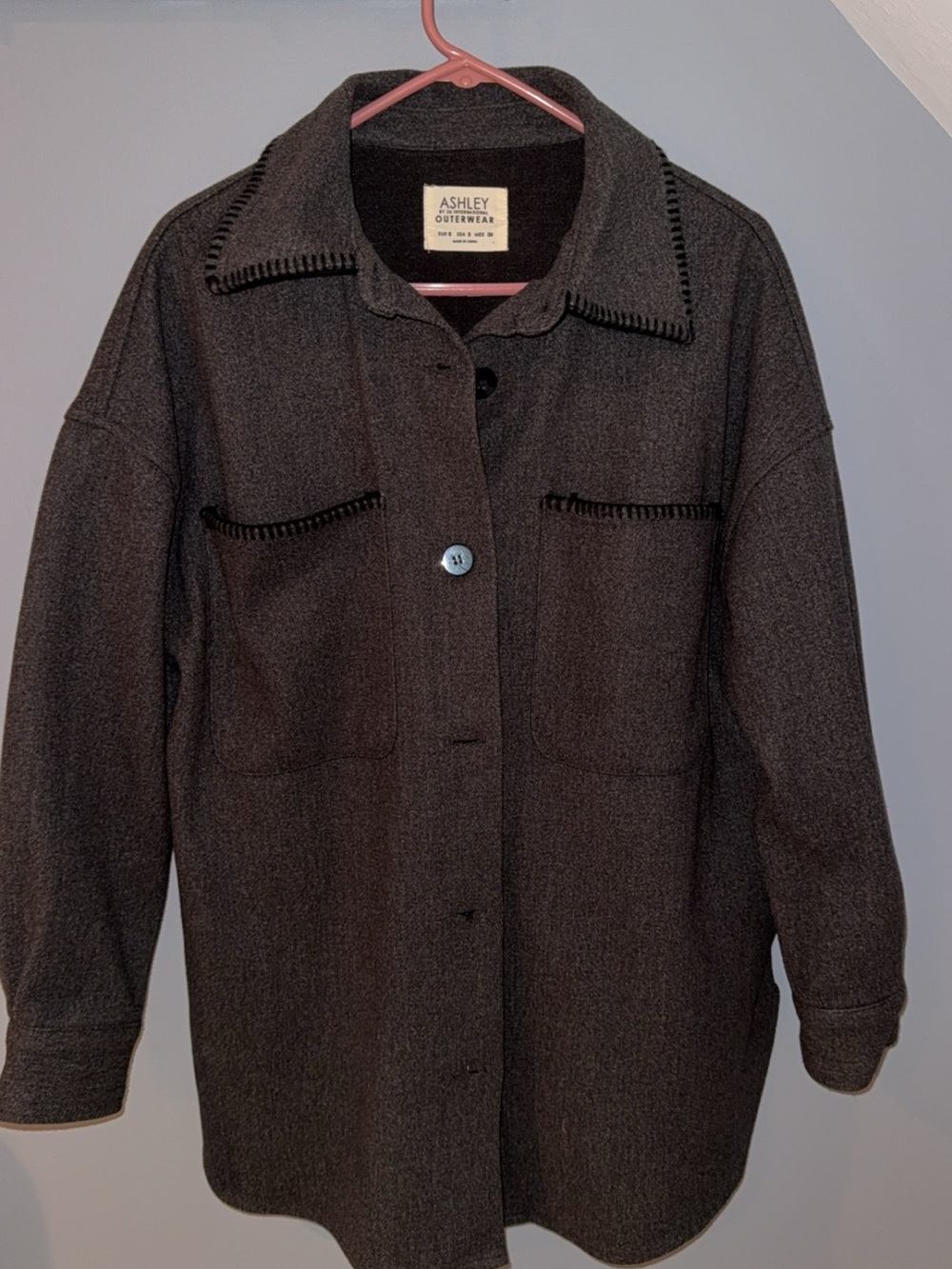 Ashley By 26 International Charcoal Button-Front Pea Coat